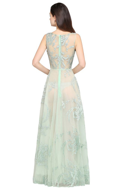 Vestidos de fiesta sexys verdes hasta el suelo
