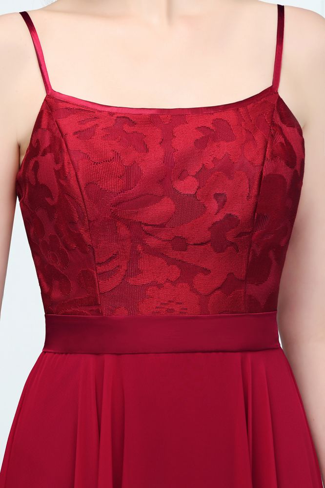 Vestidos de fiesta de corte A con apliques de encaje y espagueti hasta el suelo