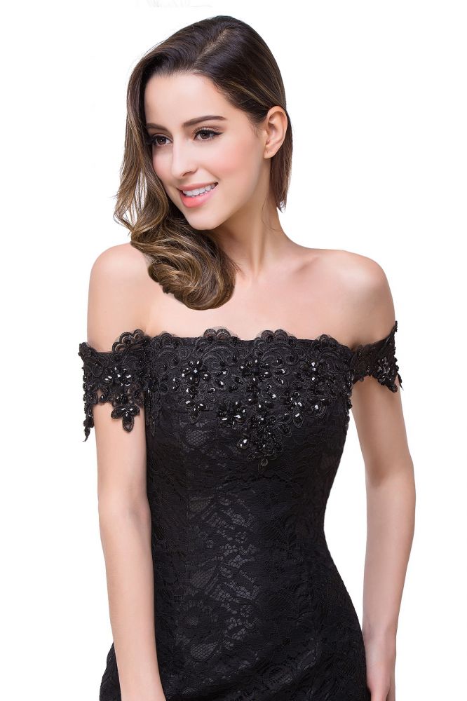 Vestidos de dama de honor con hombros descubiertos, encaje y corte sirena hasta el suelo