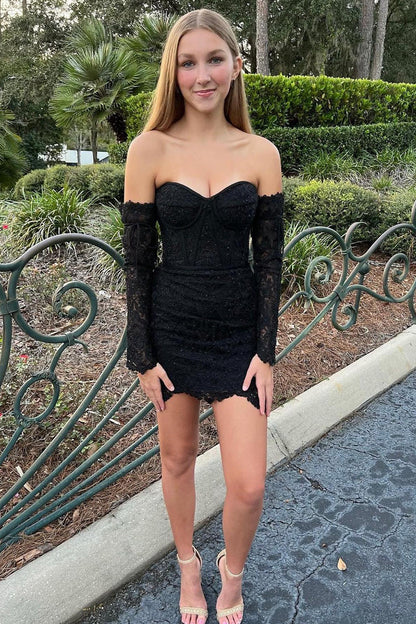 Bodycon-Heimkehrkleid mit Sweetheart-Ausschnitt und Spitzenkorsett