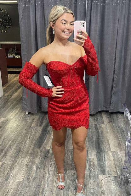 Bodycon-Heimkehrkleid mit Sweetheart-Ausschnitt und Spitzenkorsett