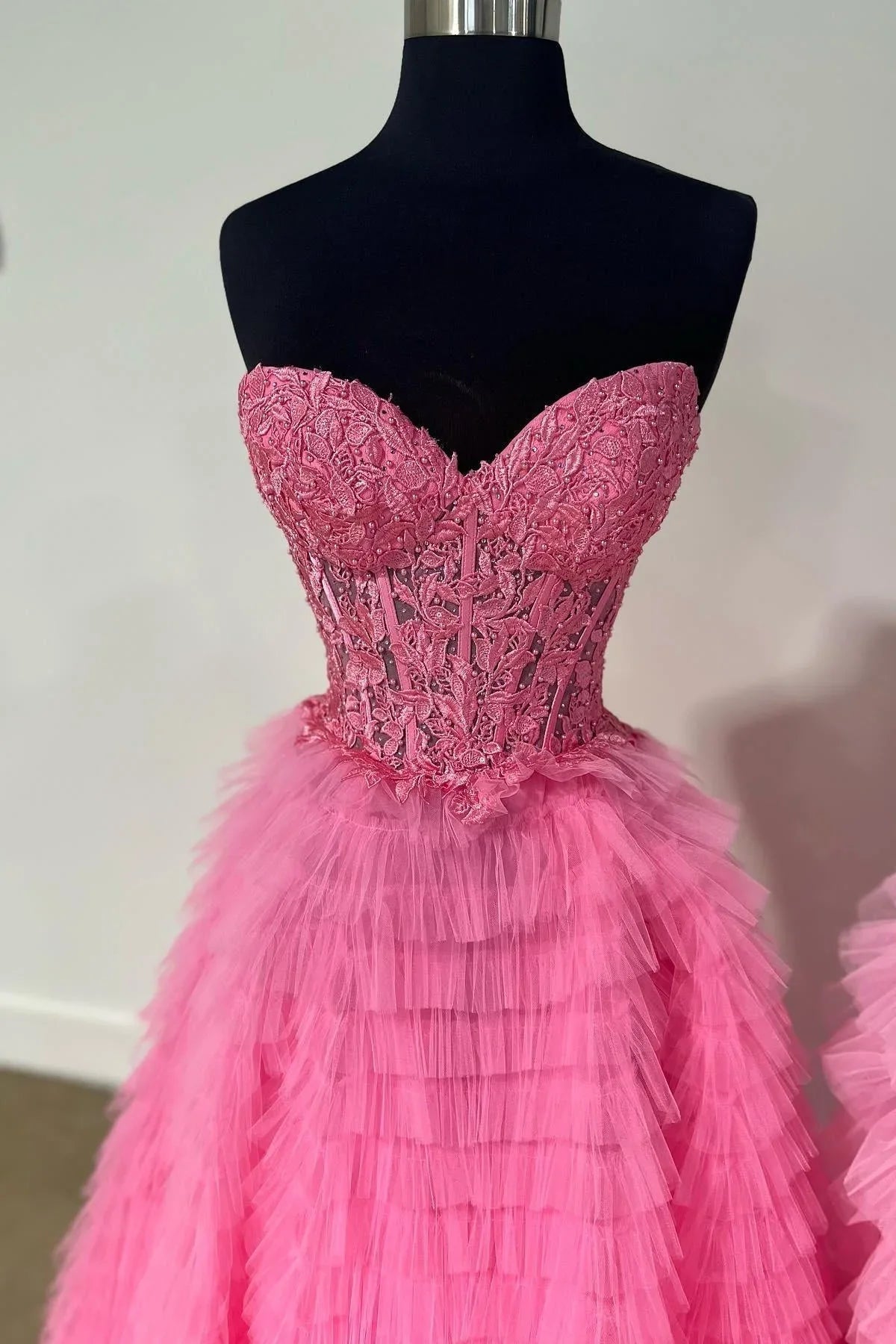 Sunnderly Addilyn | Abito da sera a strati multipli in tulle senza spalline a linea ad A con spacco