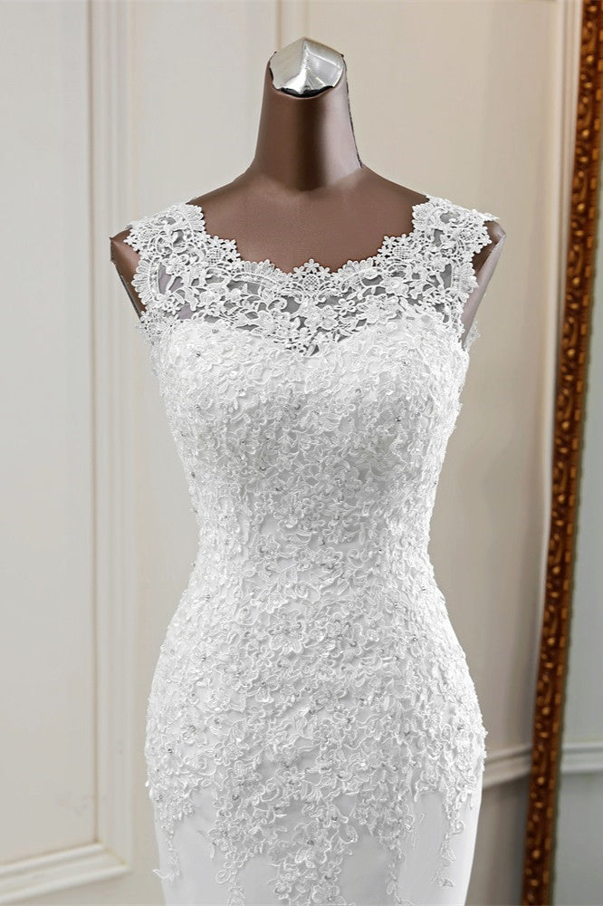 Glamorous Jewel Lace Beading Mermaid Wedding Dresses Sleeveless Appliques