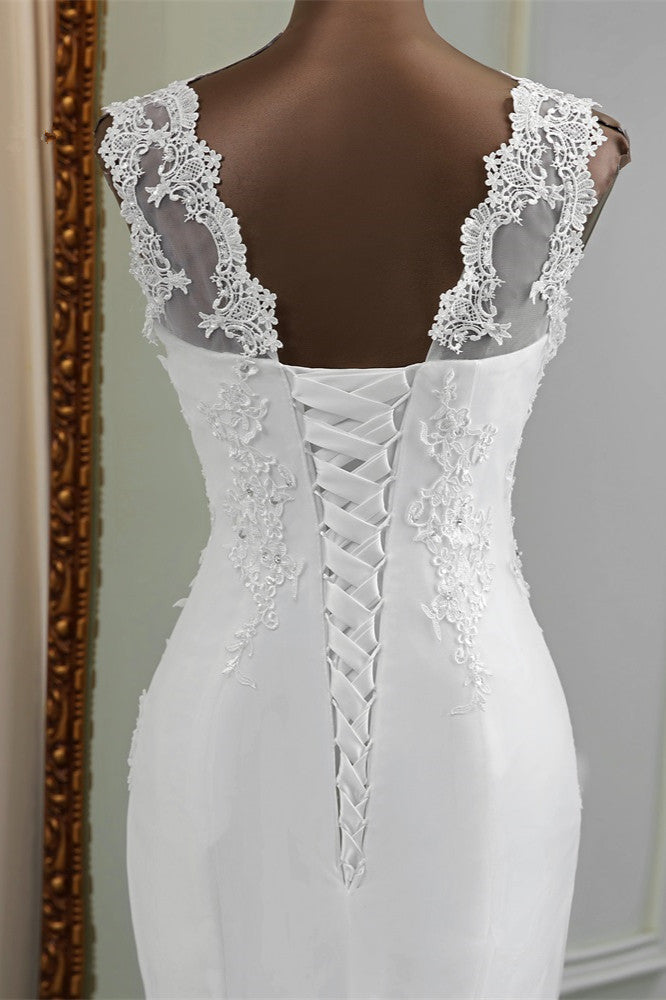 Glamorous Jewel Lace Beading Mermaid Wedding Dresses Sleeveless Appliques