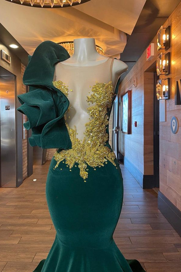 Glamoroso vestido de fiesta largo sin mangas de dama de honor con cuentas