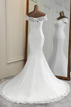 Mermaid Lace Wedding Dress With Sweetheart Neckline Short Sleeves Appliques