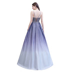 Glamous Spaghetti Ombre Purple Sparkly A-line Party Dress