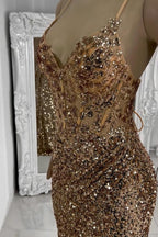 Splendido abito da sera senza maniche con spalline sottili a colonna in tulle e strass