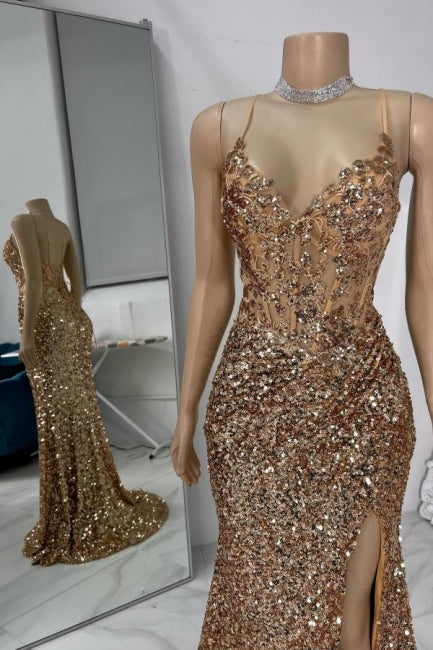 Vestido de Baile Deslumbrante com Coluna, Tule, Alças Finas e Sem Mangas, com Pedras Brilhantes