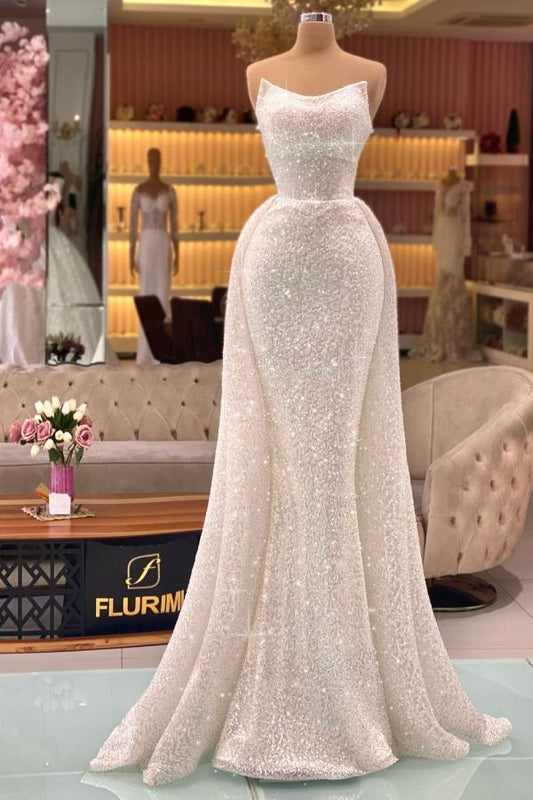 Wunderschönes langes Meerjungfrau-Ballkleid mit Glitzer und Herzausschnitt