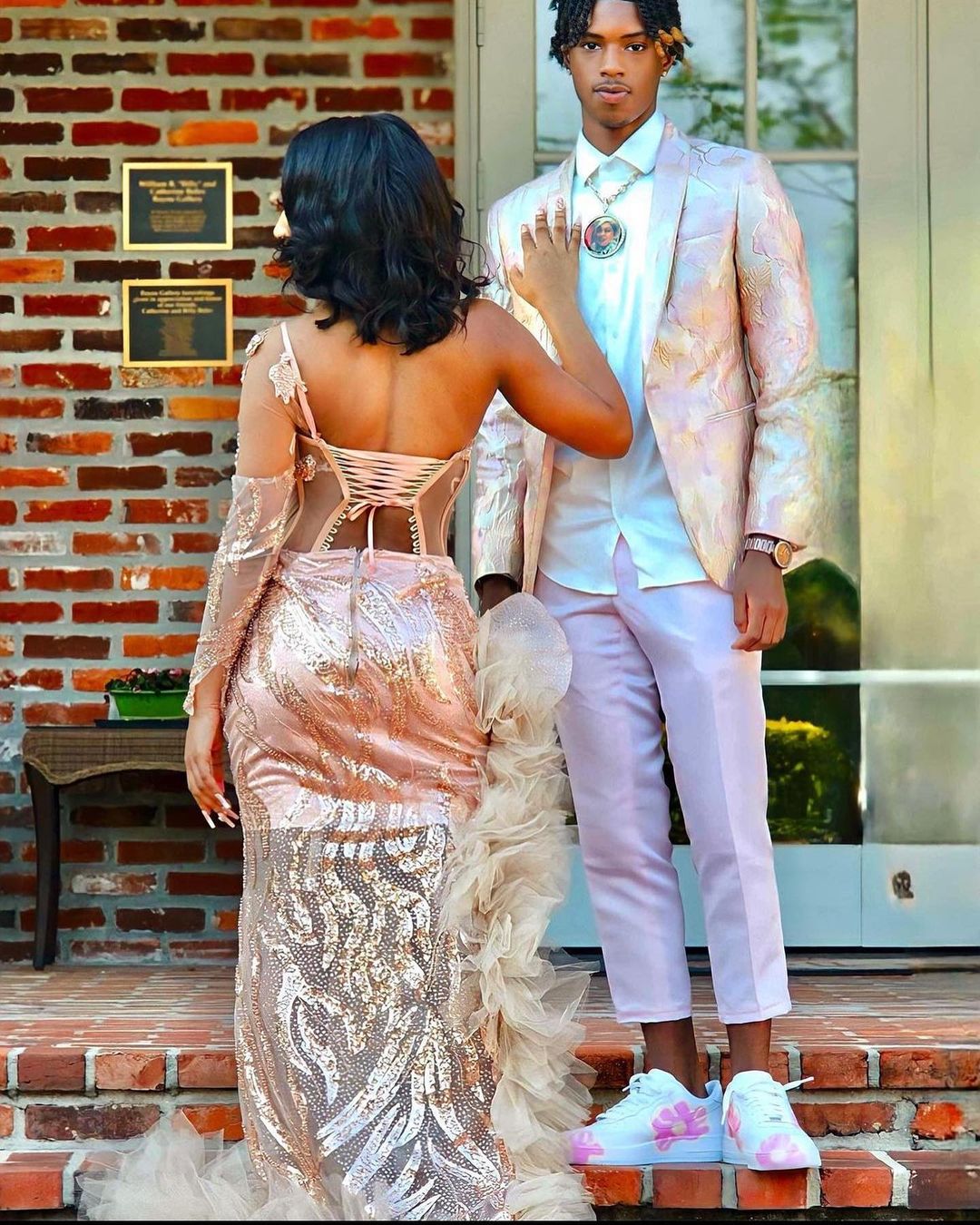 Gorgeous Long Mermaid Pink One Shoulder Long Sleeve Prom Dress With Slit