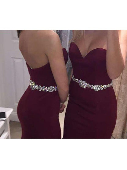 Gorgeous Mermaid Sleeveless Sweetheart Satin Beading Prom Dresses
