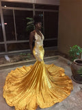 Vestidos de Baile de Veludo com Renda, Decote em V, Sem Mangas, Cauda de Corte, Estilo Sereia Deslumbrante