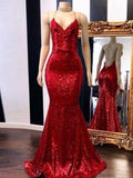 Splendidi Abiti da Sera con Spalline Sottili, Senza Maniche, Decorati con Paillettes, a Tema Sirena