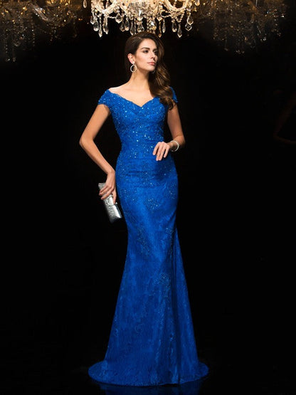 Hermosos vestidos de fiesta de sirena con escote en V, encaje, sin mangas, largos, de encaje, para madre de la novia