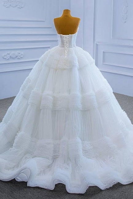Wunderschöne lange weiße ärmellose Prinzessin A-Linie Brautkleider