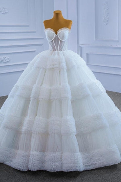 Wunderschöne lange weiße ärmellose Prinzessin A-Linie Brautkleider