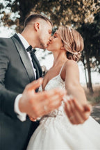 Robe de mariée somptueuse princesse en ligne A à encolure en V avec dentelle