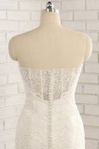 Strapless Lace Tulle Mermaid Wedding Dress Sweetheart Neckline Appliques