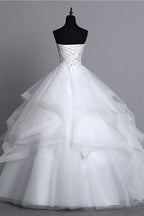Strapless Tulle Layered Wedding Dress With Appliques And Beading Bridal Gowns