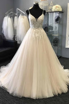 Sweetheart Lace A Line Wedding Dress With Tulle Sleeveless Bridal Gown