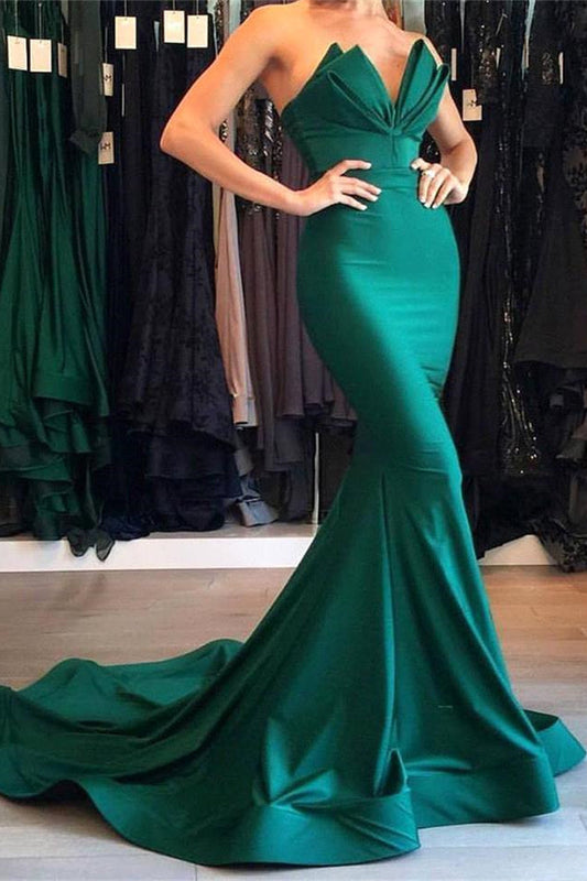 Grünes Meerjungfrau Abendkleid Lange Partykleider