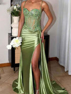 Star Navy Blue Strapless Cutout Bodice Long Mermaid Prom Dress With Beads