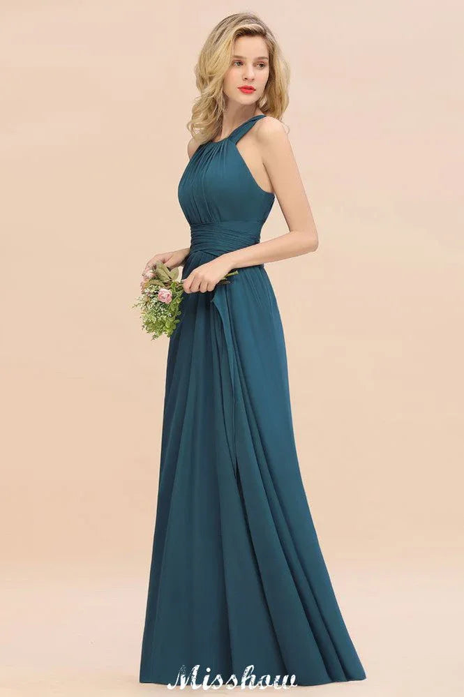 Robe de demoiselle d'honneur en ligne A à bretelles, robe longue jusqu'au sol pour fête de mariage