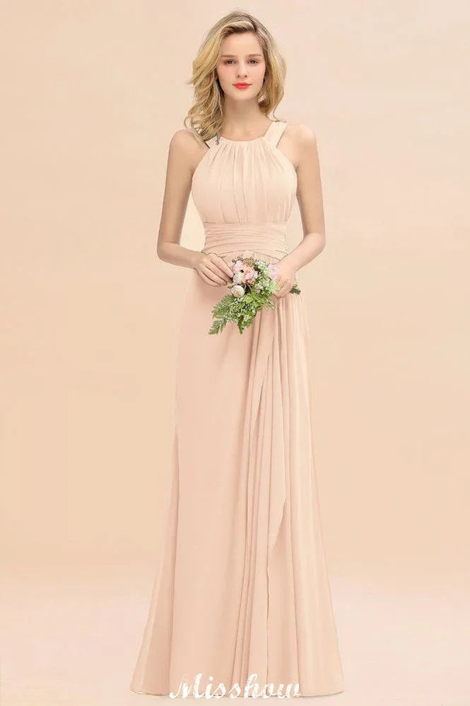 Robe de demoiselle d'honneur en ligne A à bretelles, robe longue jusqu'au sol pour fête de mariage