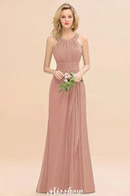 Robe de demoiselle d'honneur en ligne A à bretelles, robe longue jusqu'au sol pour fête de mariage