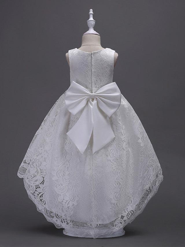High Low Lace Flower Girl Dress Asymmetrical Princess Wedding First Communion