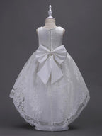 High Low Lace Flower Girl Dress Asymmetrical Princess Wedding First Communion