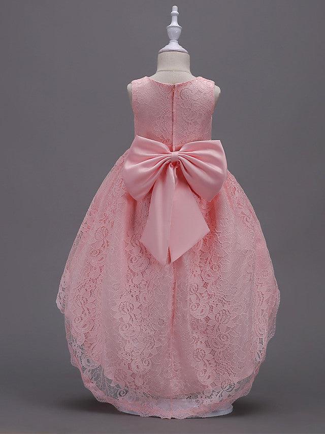 High Low Lace Flower Girl Dress Asymmetrical Princess Wedding First Communion