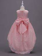 High Low Lace Flower Girl Dress Asymmetrical Princess Wedding First Communion