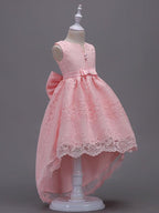 High Low Lace Flower Girl Dress Asymmetrical Princess Wedding First Communion