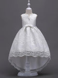 High Low Lace Flower Girl Dress Asymmetrical Princess Wedding First Communion
