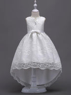 High Low Lace Flower Girl Dress Asymmetrical Princess Wedding First Communion