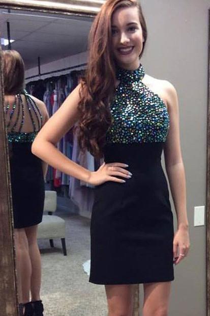 Vestidos de fiesta con corpiño de cuentas y diamantes de imitación negros, vestidos para niñas