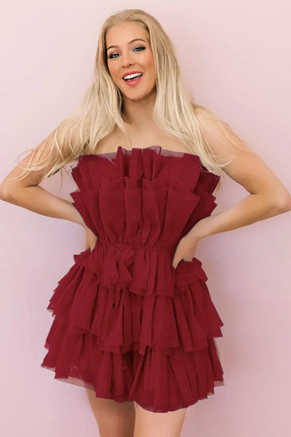 Hailey | A-Linie trägerloses kurzes Homecoming-Kleid