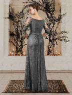 Floor Length A Line Princess Gown For Mother Of The Bride Jewel Neckline