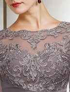Ankle Length Mother Of The Bride Chiffon Pantsuit With Lace And Jewel Neckline