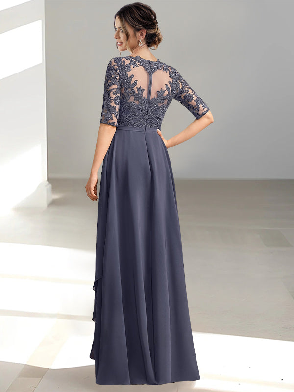 Floor Length Mother of the Bride Dress A Line Scoop Neckline