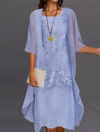 Tea Length Mother Of The Bride Sheath And Column Dresses With Jewel Neckline
