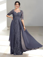 Floor Length Mother of the Bride Dress A Line Scoop Neckline