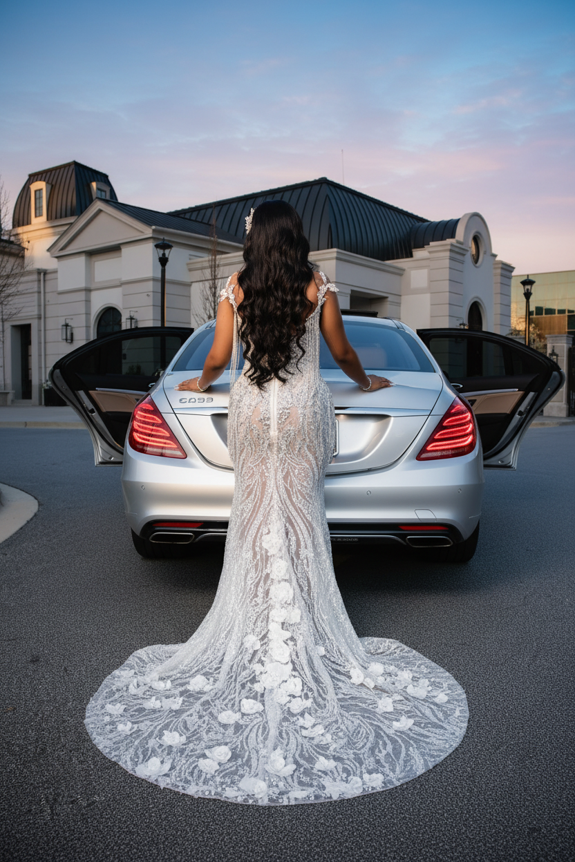 Silver Crystal Beaded Mermaid Gown Illusion Neckline And 3D Floral Appliques