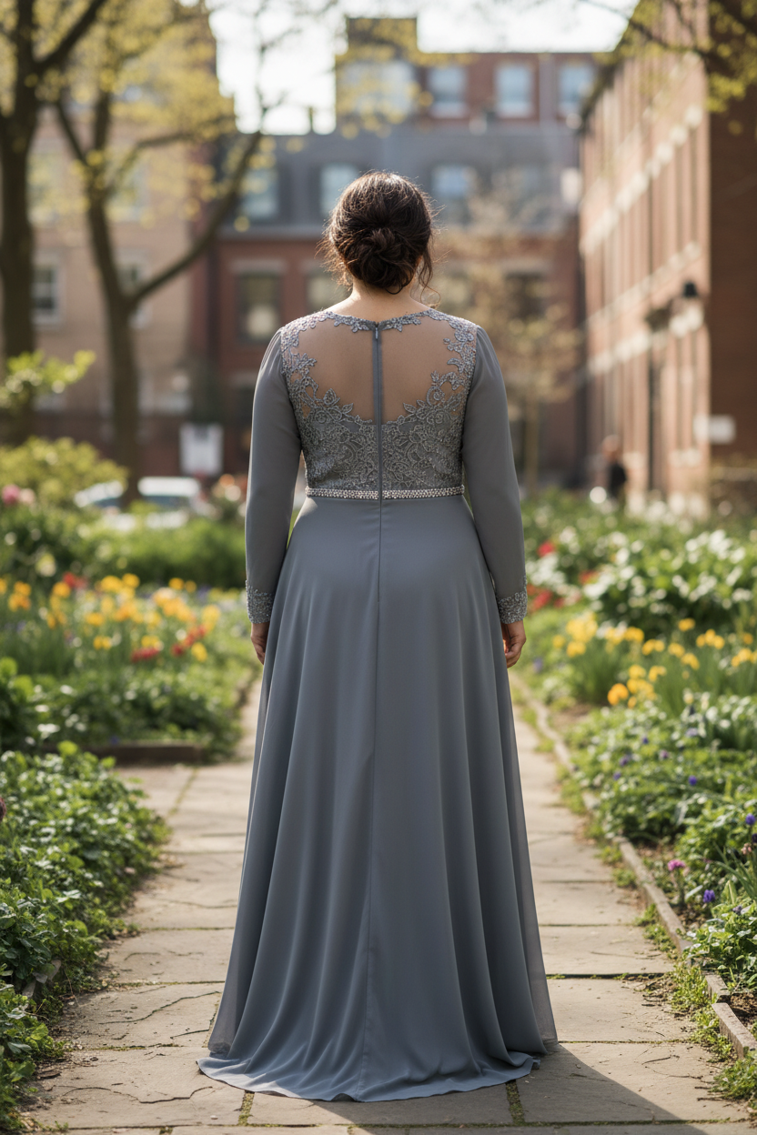 Elegant Illusion Neckline A Line Evening Dress With Beaded Belt