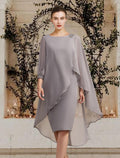 Knee Length Mother Of The Bride Dresses Jewel Neck Sheath Silhouette