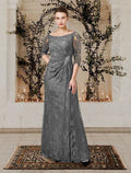 Floor Length A Line Princess Gown For Mother Of The Bride Jewel Neckline