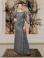Floor Length A Line Princess Gown For Mother Of The Bride Jewel Neckline