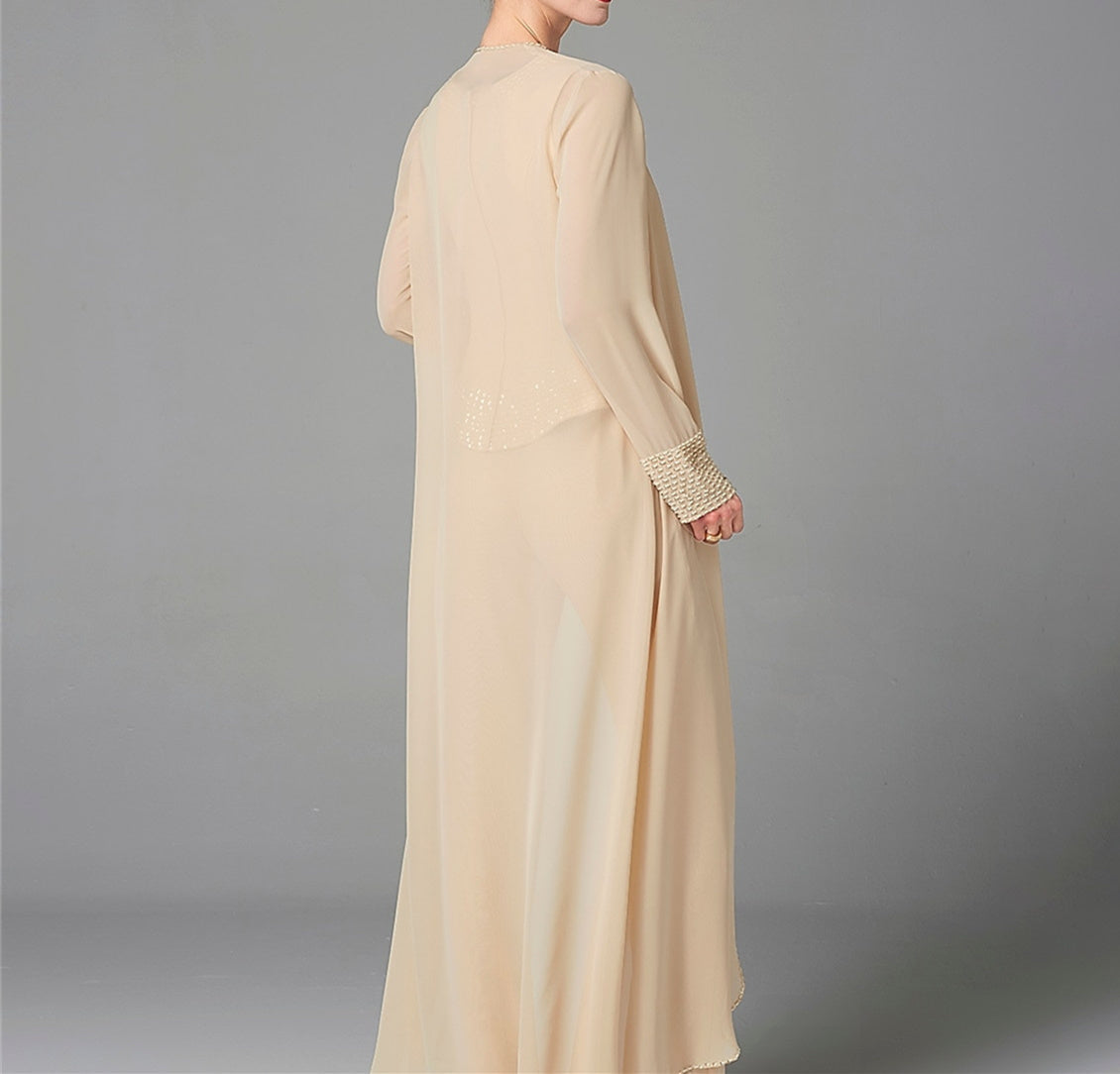 Mother Of The Bride Pantsuit With Jacket And Sequins Long Sleeve Chiffon